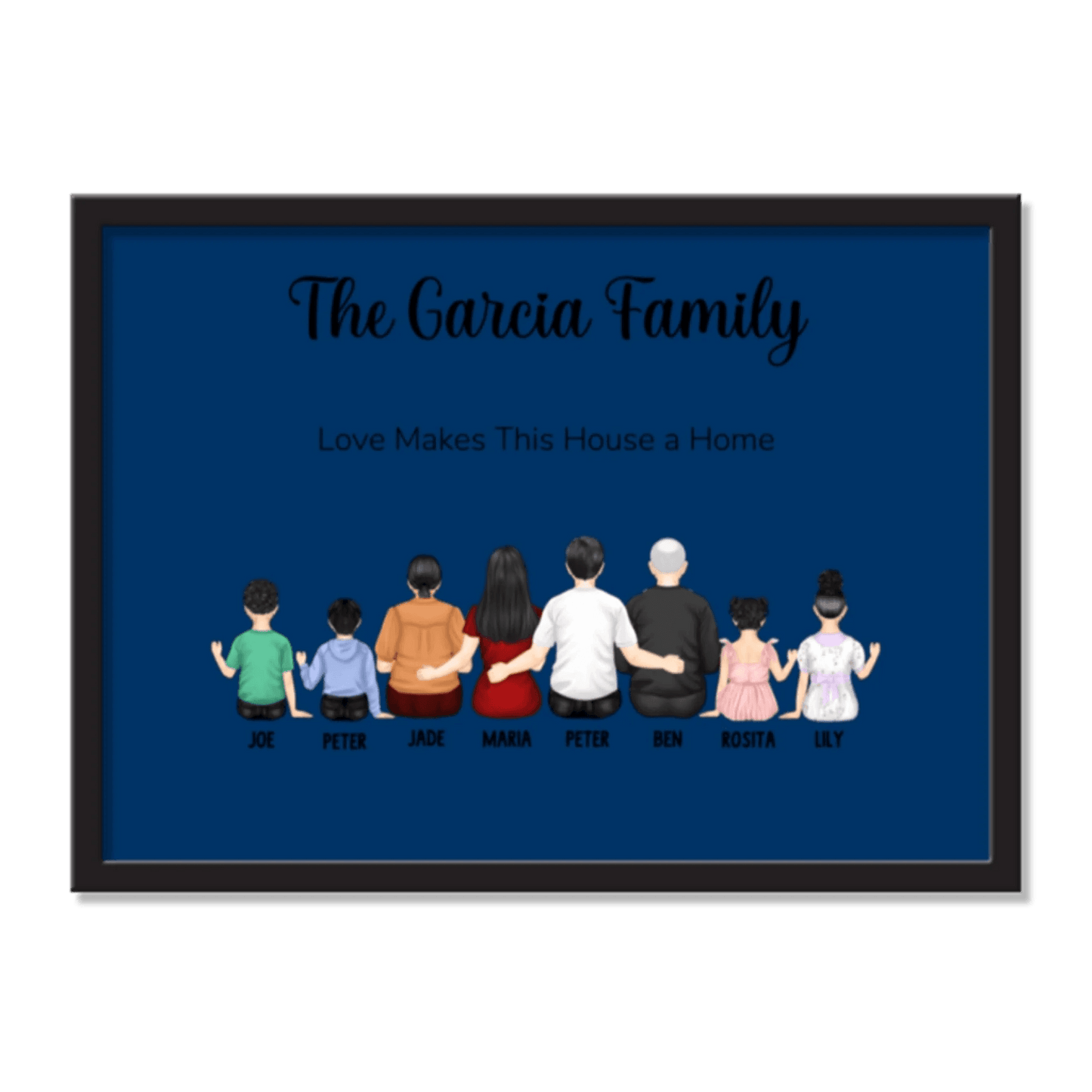 Personalized Family Portrait Frame | Wall Art | Home Decor | Gift For Family | Unique Gift - Eshaarya
