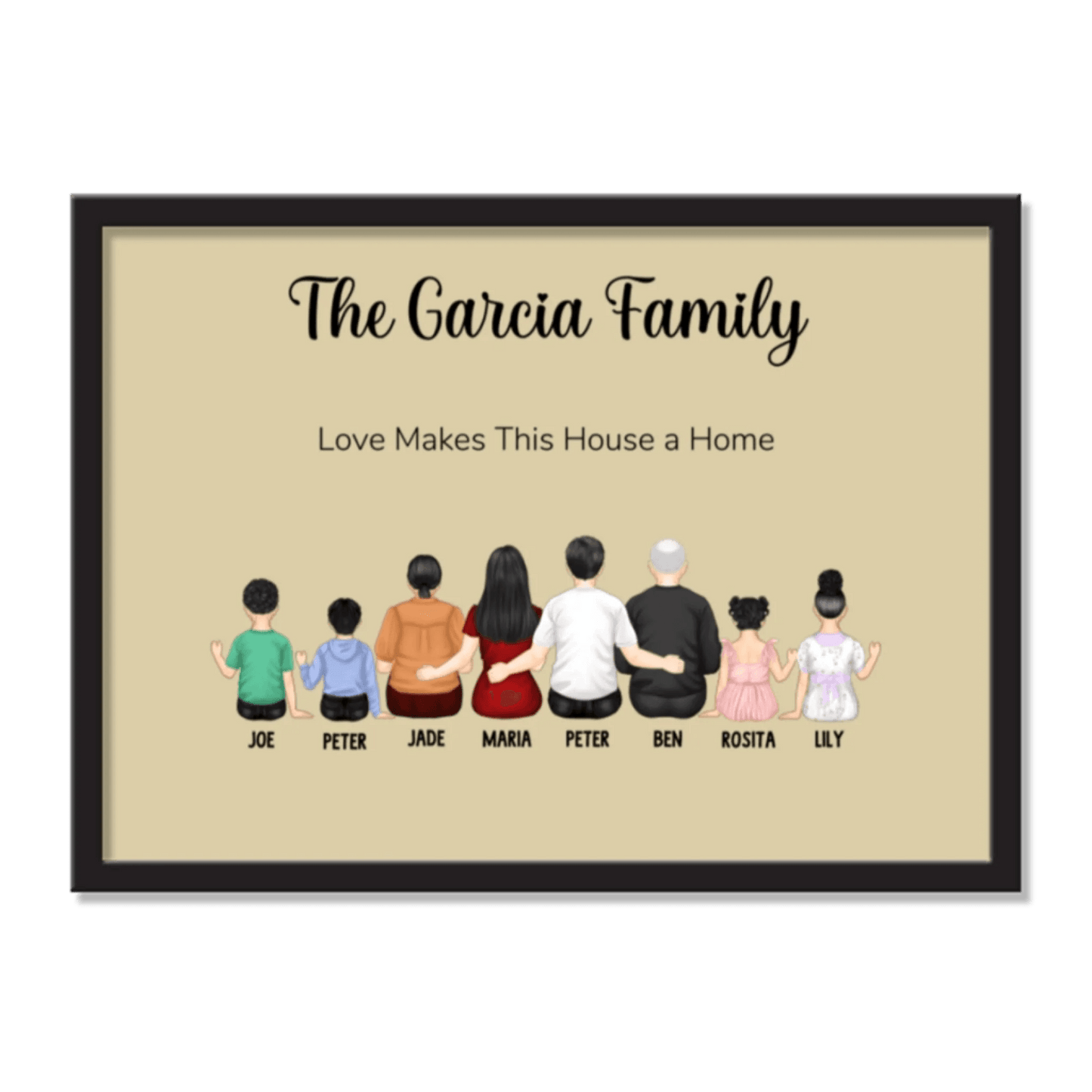 Personalized Family Portrait Frame | Wall Art | Home Decor | Gift For Family | Unique Gift - Eshaarya