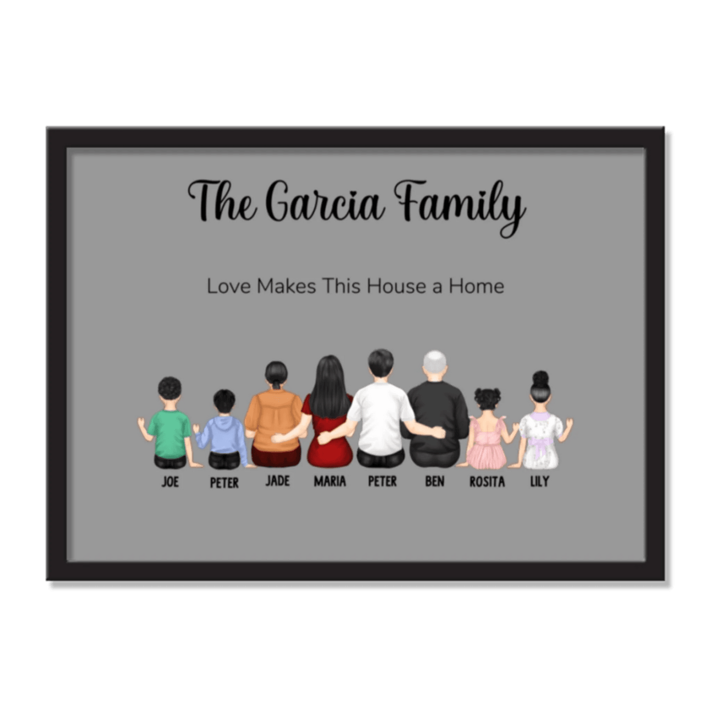 Personalized Family Portrait Frame | Wall Art | Home Decor | Gift For Family | Unique Gift - Eshaarya