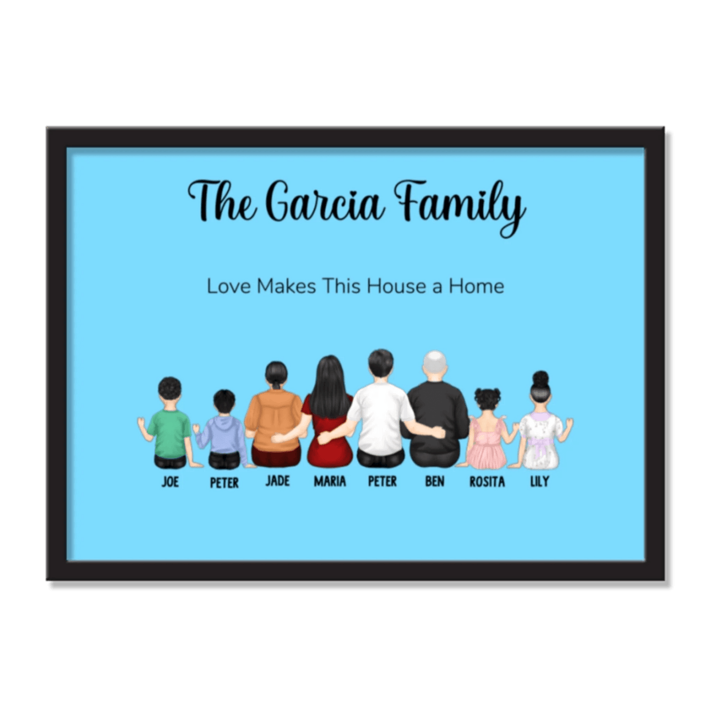 Personalized Family Portrait Frame | Wall Art | Home Decor | Gift For Family | Unique Gift - Eshaarya