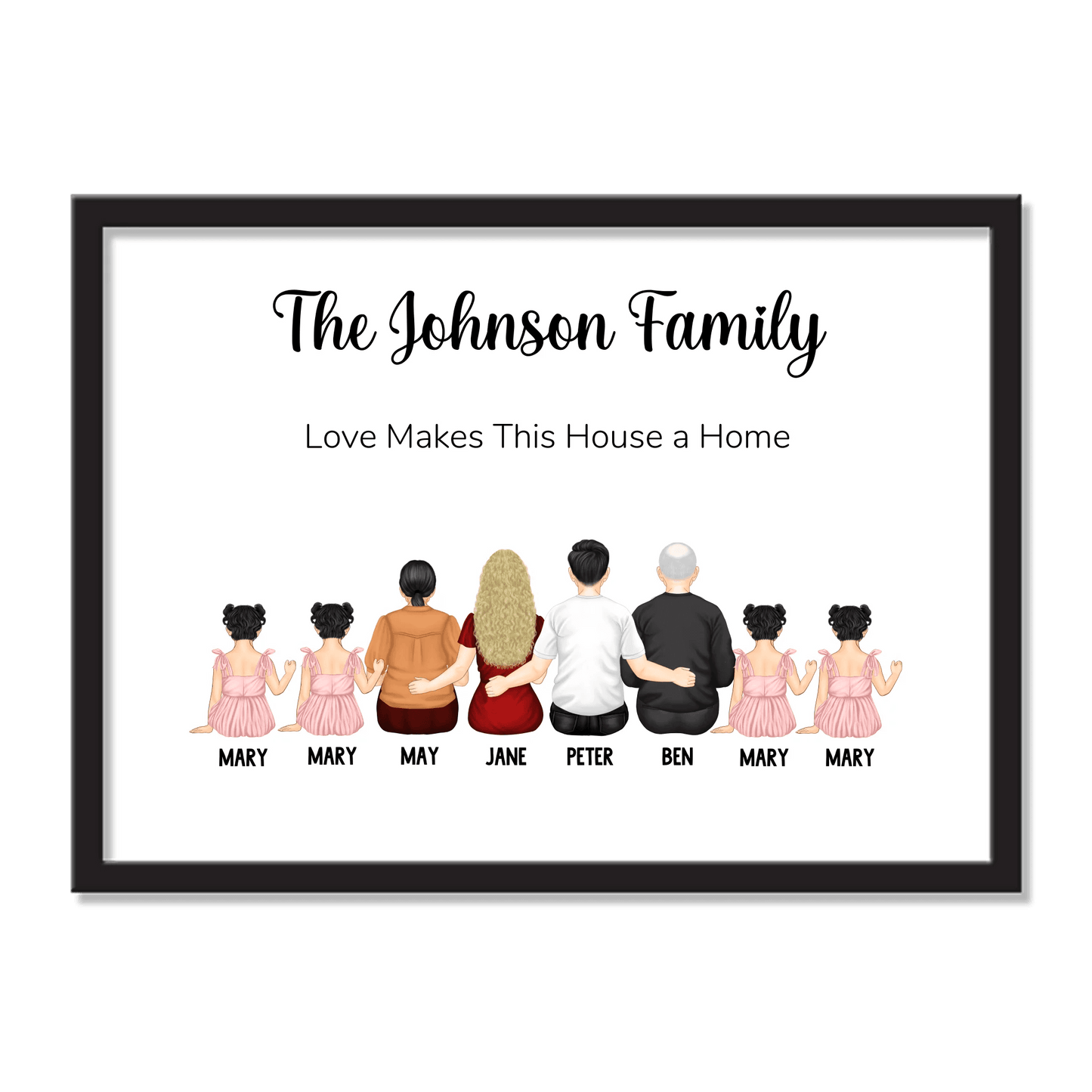 Personalized Family Portrait Frame | Wall Art | Home Decor | Gift For Family | Unique Gift - Eshaarya