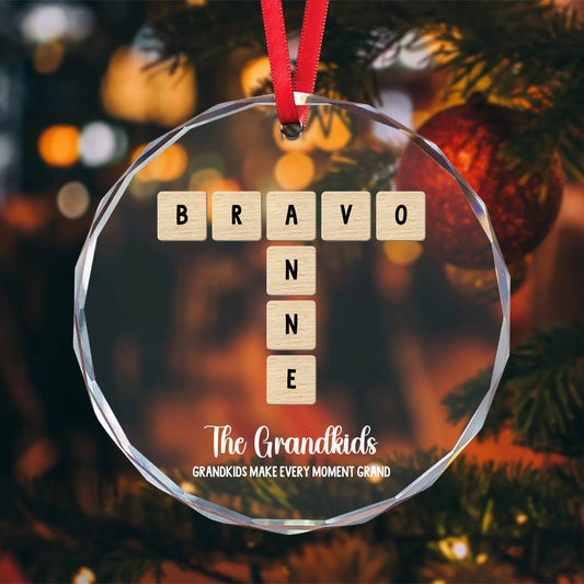 Personalized Scribble Name Glass Ornament – Unique Gift for Grandparents | Gift for Grandma and Grandpa - Eshaarya