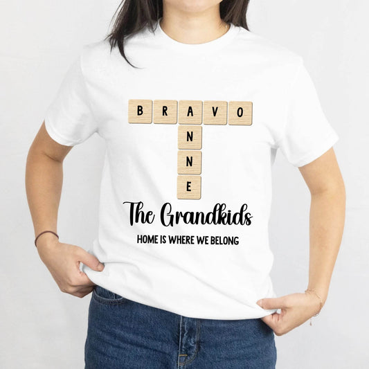 Grandkids Name in Crossword | Unique Gift for Grand parents | Shirts | Gift for Grandma and Grandpa - Eshaarya