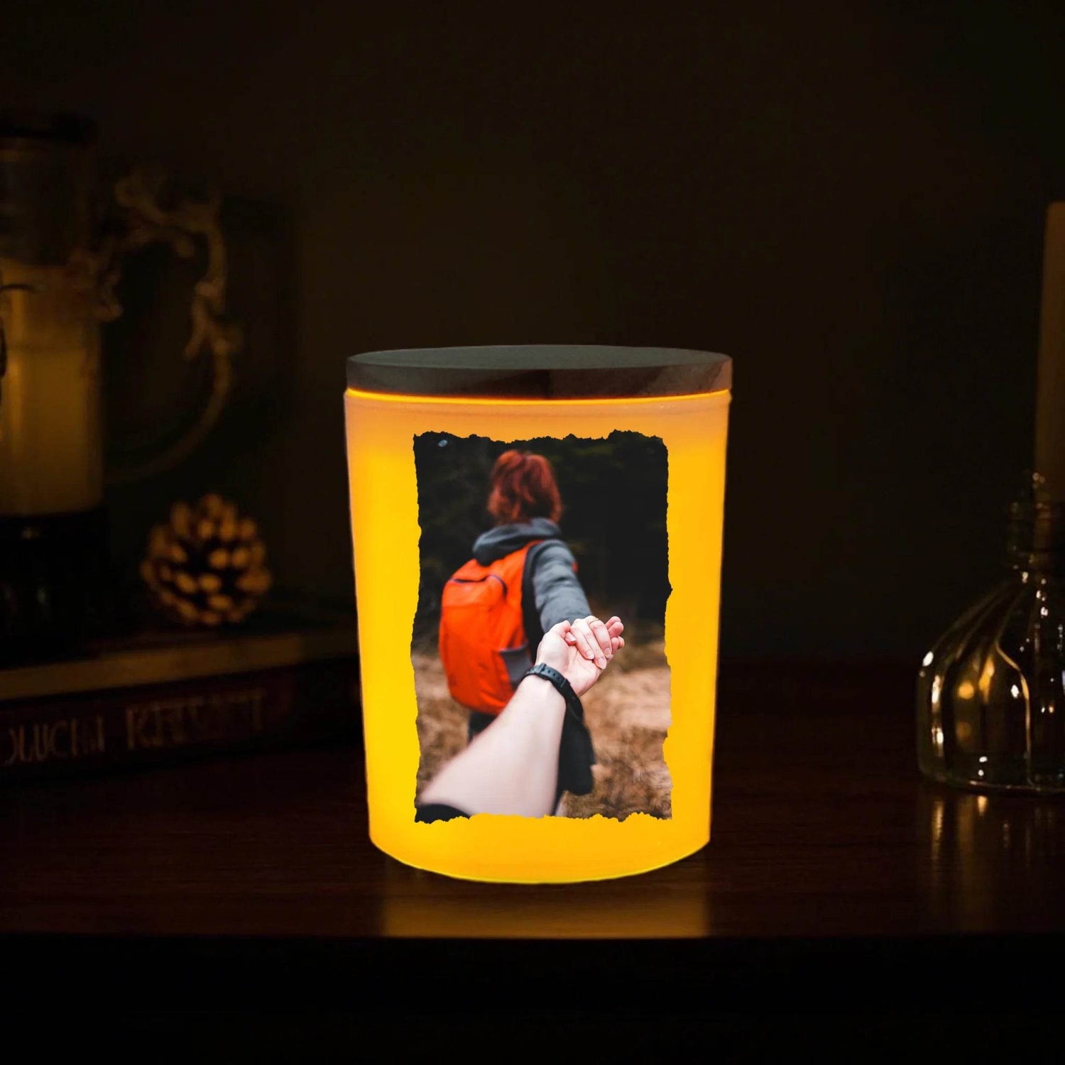 Custom Photo & Quote LED Candle Jar | Unique Gift for Boyfriend or Girlfriend | Gift for Couples - Eshaarya