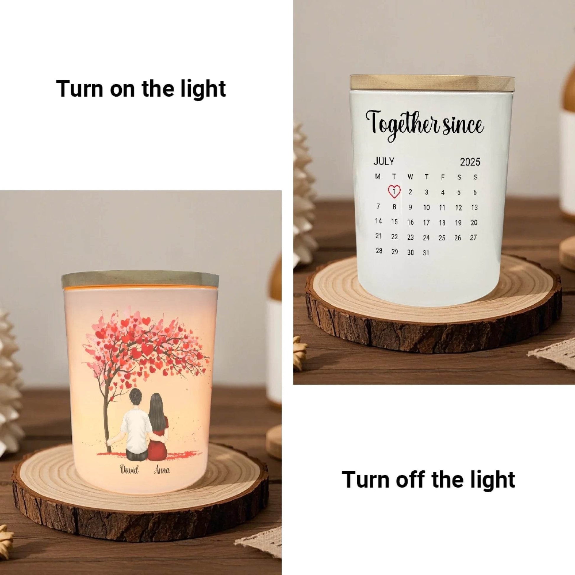 Couple LED Candle Jar | Unique Gift for Boyfriend or Girlfriend | Gift for Couples | Birthday Gift | Anniversary Gift - Eshaarya