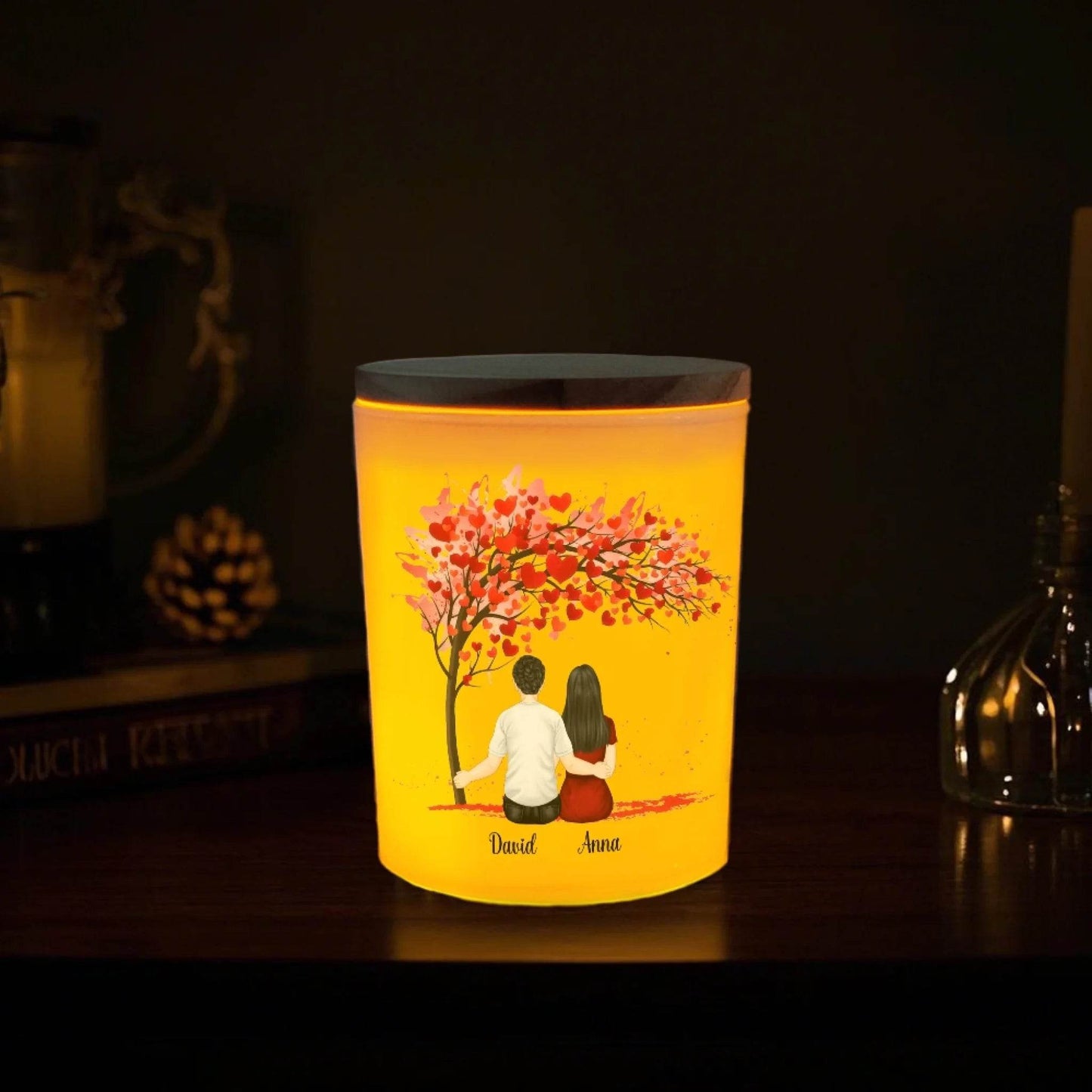 Couple LED Candle Jar | Unique Gift for Boyfriend or Girlfriend | Gift for Couples | Birthday Gift | Anniversary Gift - Eshaarya