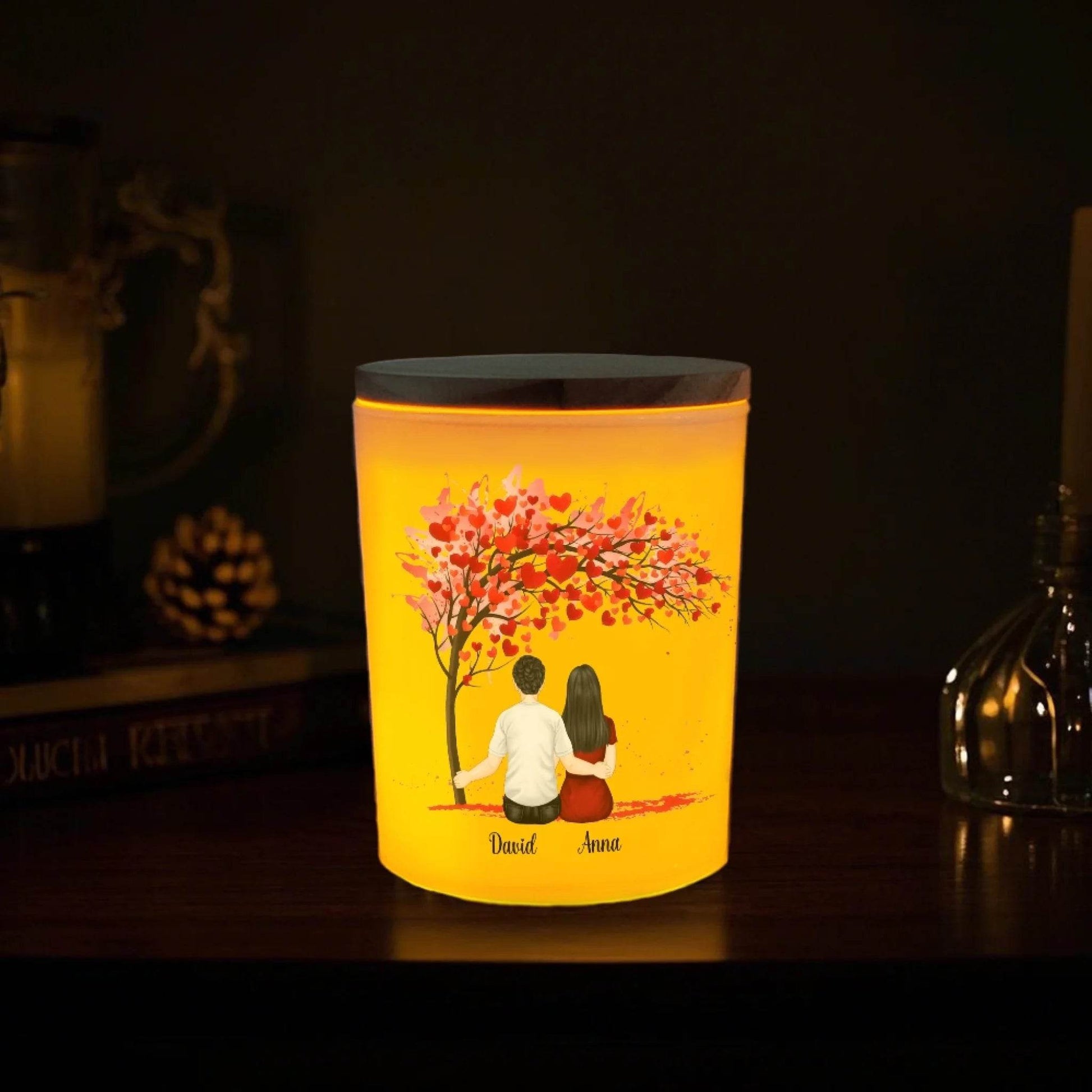 Couple LED Candle Jar | Unique Gift for Boyfriend or Girlfriend | Gift for Couples | Birthday Gift | Anniversary Gift - Eshaarya
