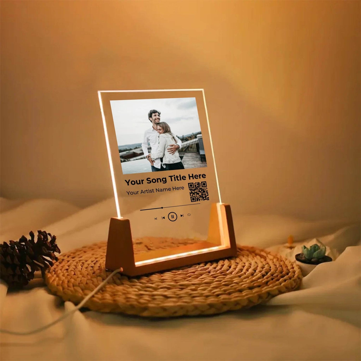 Custom Music Plaque with Photo & Scannable Spotify Code | Gift For Couples | Gift For Her | Eshaarya - Eshaarya