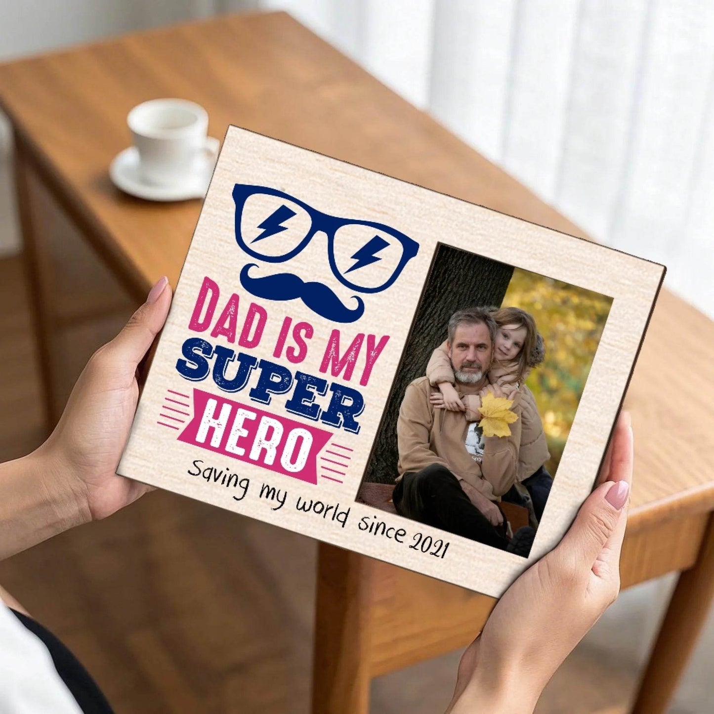 Personalized Dad Photo Frame - Dad is my superhero | Gift for Dad | Father's Day Gift | Birthday Gift - Eshaarya