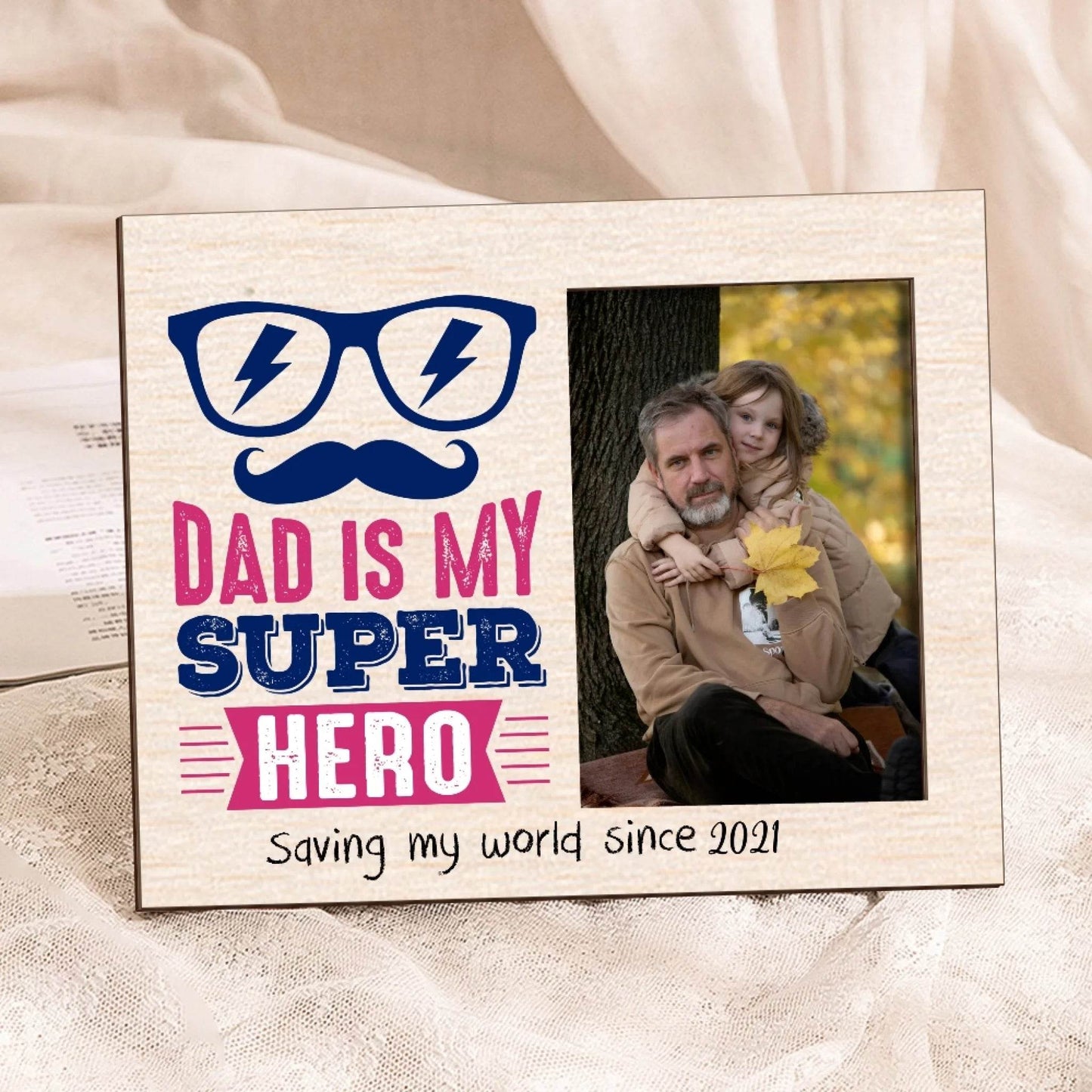 Personalized Dad Photo Frame - Dad is my superhero | Gift for Dad | Father's Day Gift | Birthday Gift - Eshaarya
