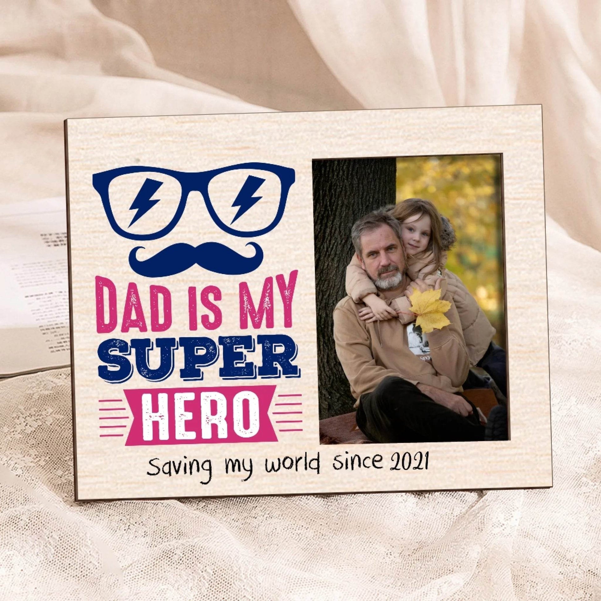 Personalized Dad Photo Frame - Dad is my superhero | Gift for Dad | Father's Day Gift | Birthday Gift - Eshaarya