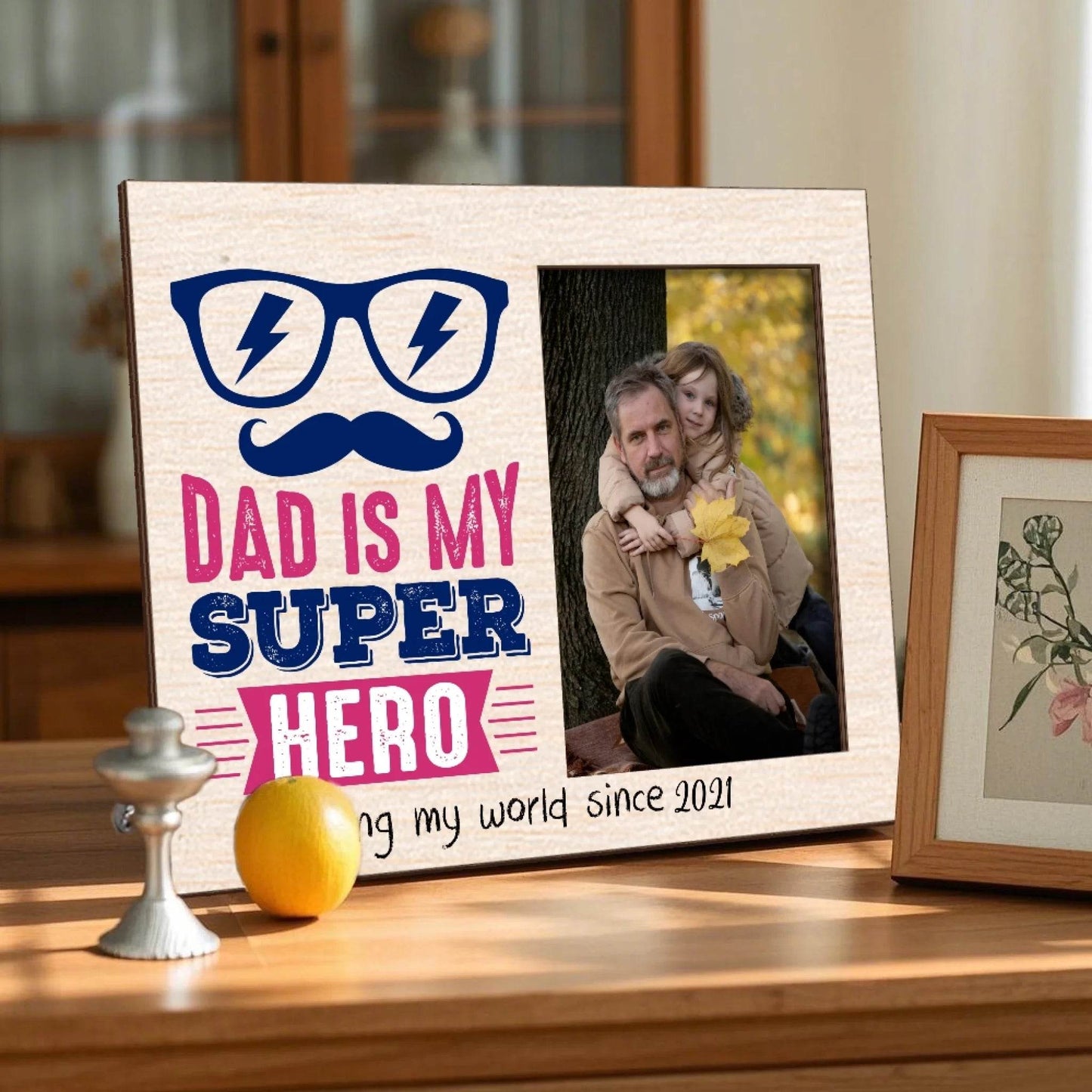 Personalized Dad Photo Frame - Dad is my superhero | Gift for Dad | Father's Day Gift | Birthday Gift - Eshaarya