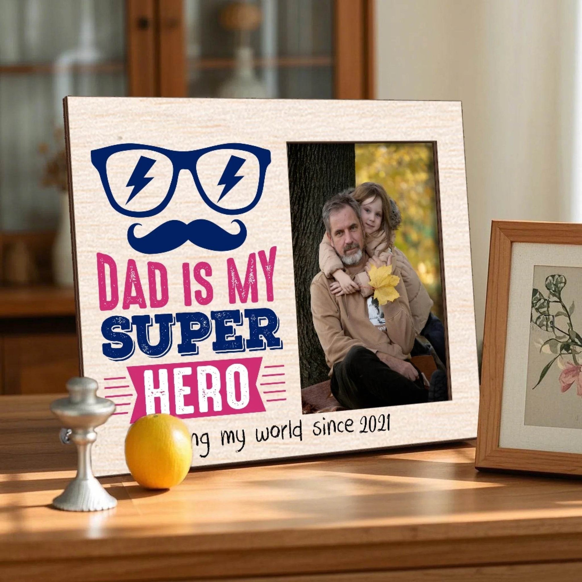 Personalized Dad Photo Frame - Dad is my superhero | Gift for Dad | Father's Day Gift | Birthday Gift - Eshaarya