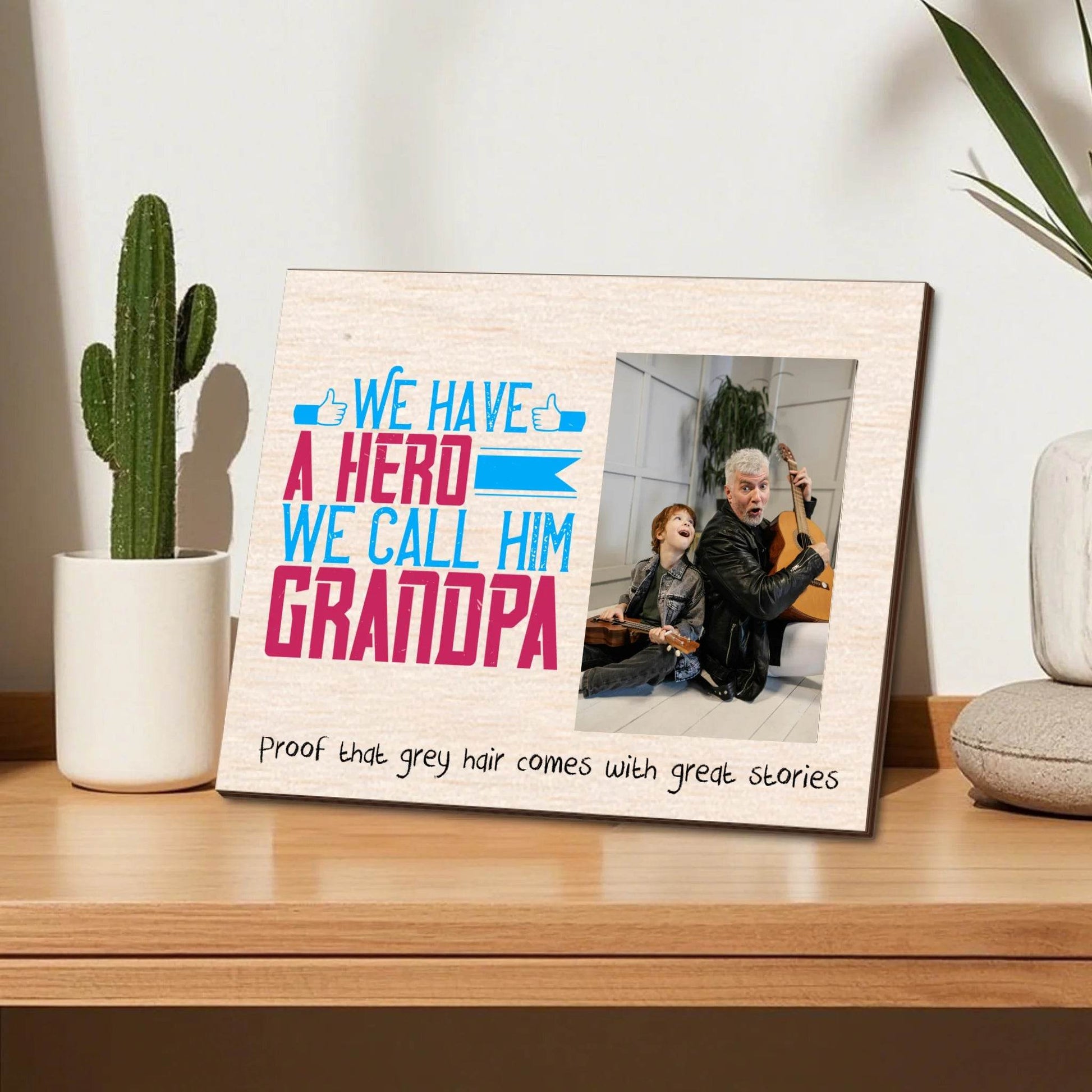 Personalized Grandpa Photo Frame - We Have a Hero | Gift for Grandpa | Birthday Gift - Eshaarya