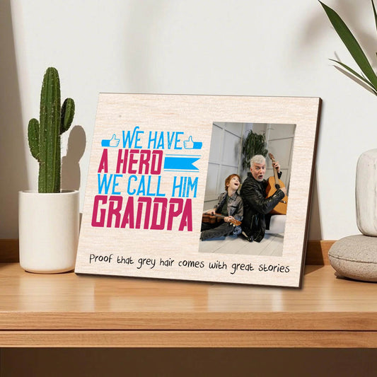 Personalized Grandpa Photo Frame - We Have a Hero | Gift for Grandpa | Birthday Gift - Eshaarya