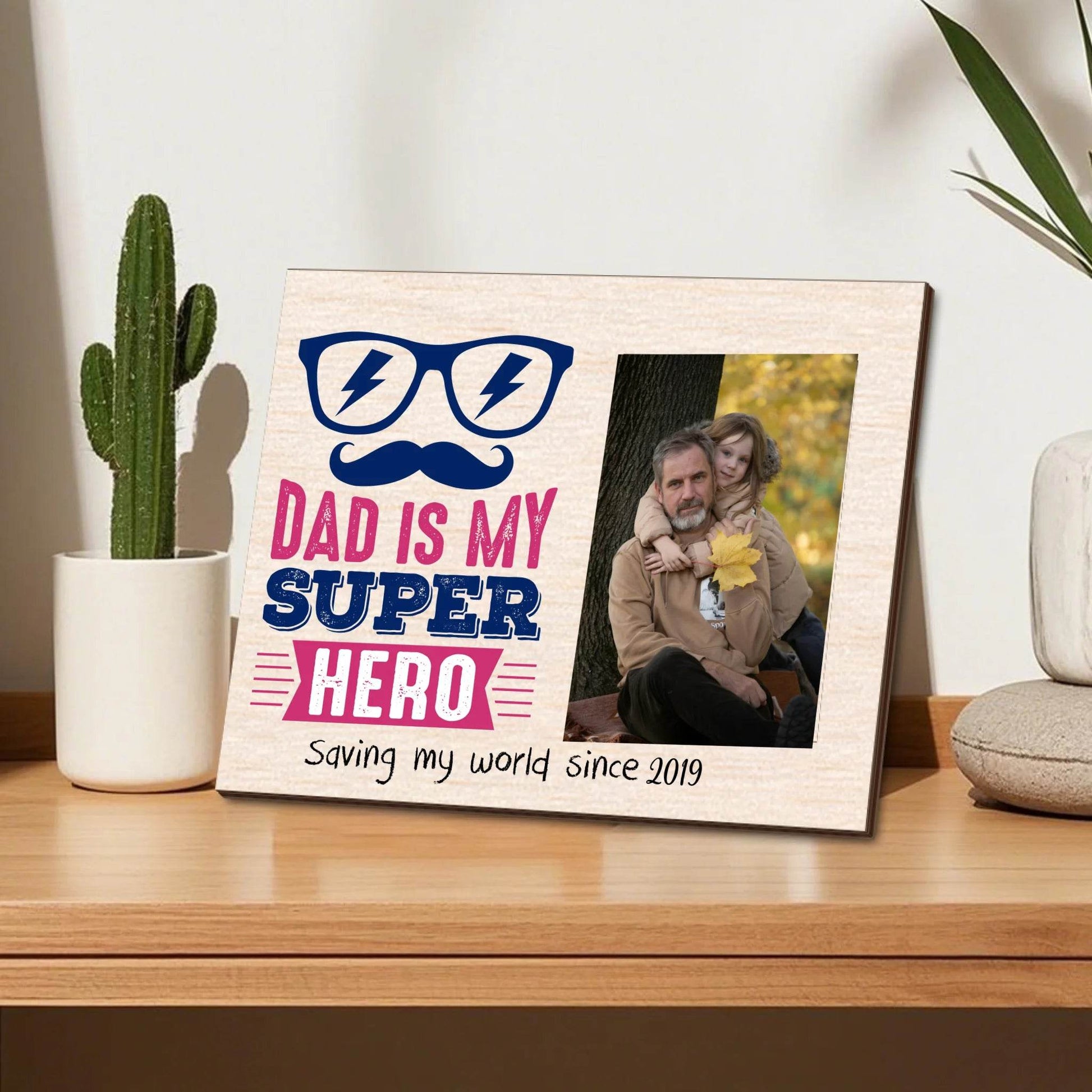 Personalized Dad Photo Frame - Dad is my superhero | Gift for Dad | Father's Day Gift | Birthday Gift - Eshaarya