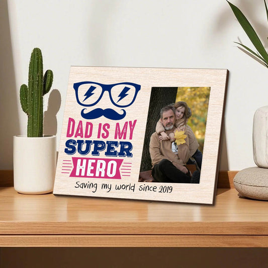 Personalized Dad Photo Frame - Dad is my superhero | Gift for Dad | Father's Day Gift | Birthday Gift - Eshaarya
