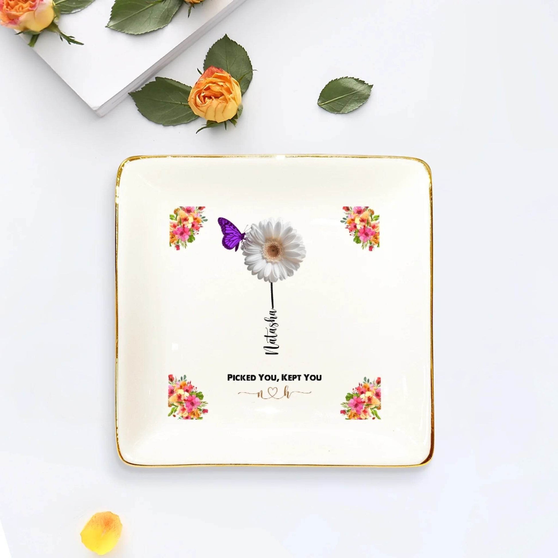 Personalized Ceramic Ring Dish – Gift for Her | Unique Gift for Wife | Personalized Gift for Girlfriend - Eshaarya