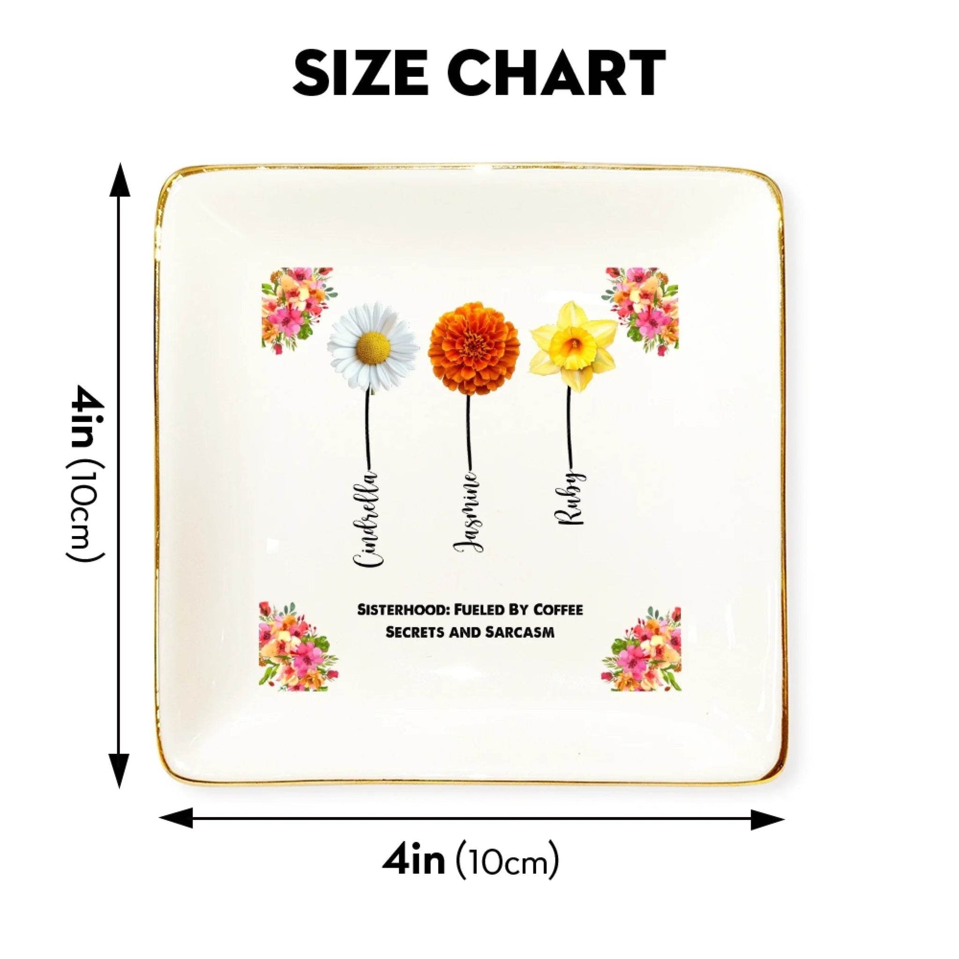Personalized Sister Ring Dish – Custom Flowers, Names & Quotes | Unique Gift for Sisters - Eshaarya