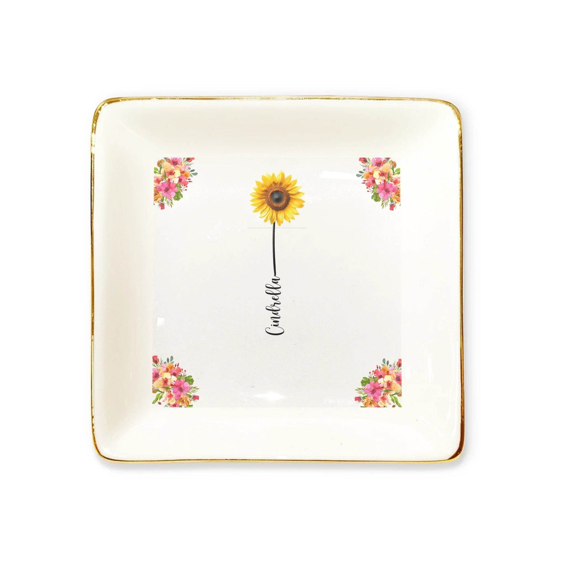 Personalized Sister Ring Dish – Custom Flowers, Names & Quotes | Unique Gift for Sisters - Eshaarya