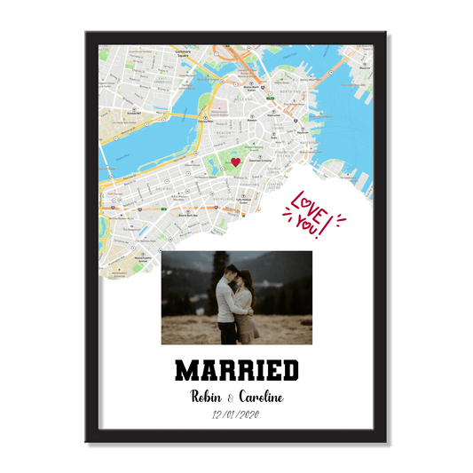 Personalised Wedding/Engagement Map Print - Engagement Gift/Wedding Gift - Gift For Engaged Couple - Gift for Newly Wed couple - Engagement gifts - Gift for Wife - Eshaarya