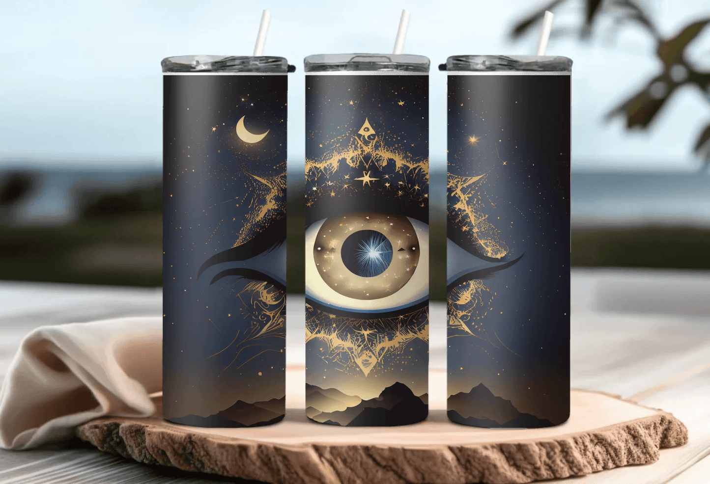 Cosmic Heavenly Eye Tumbler - 20oz Dark Artistic Drinkware with Celestial Sky Design, Perfect Gift for Art Lovers, Stylish Drinkware, Gift for Her, Gift for Mom - Eshaarya