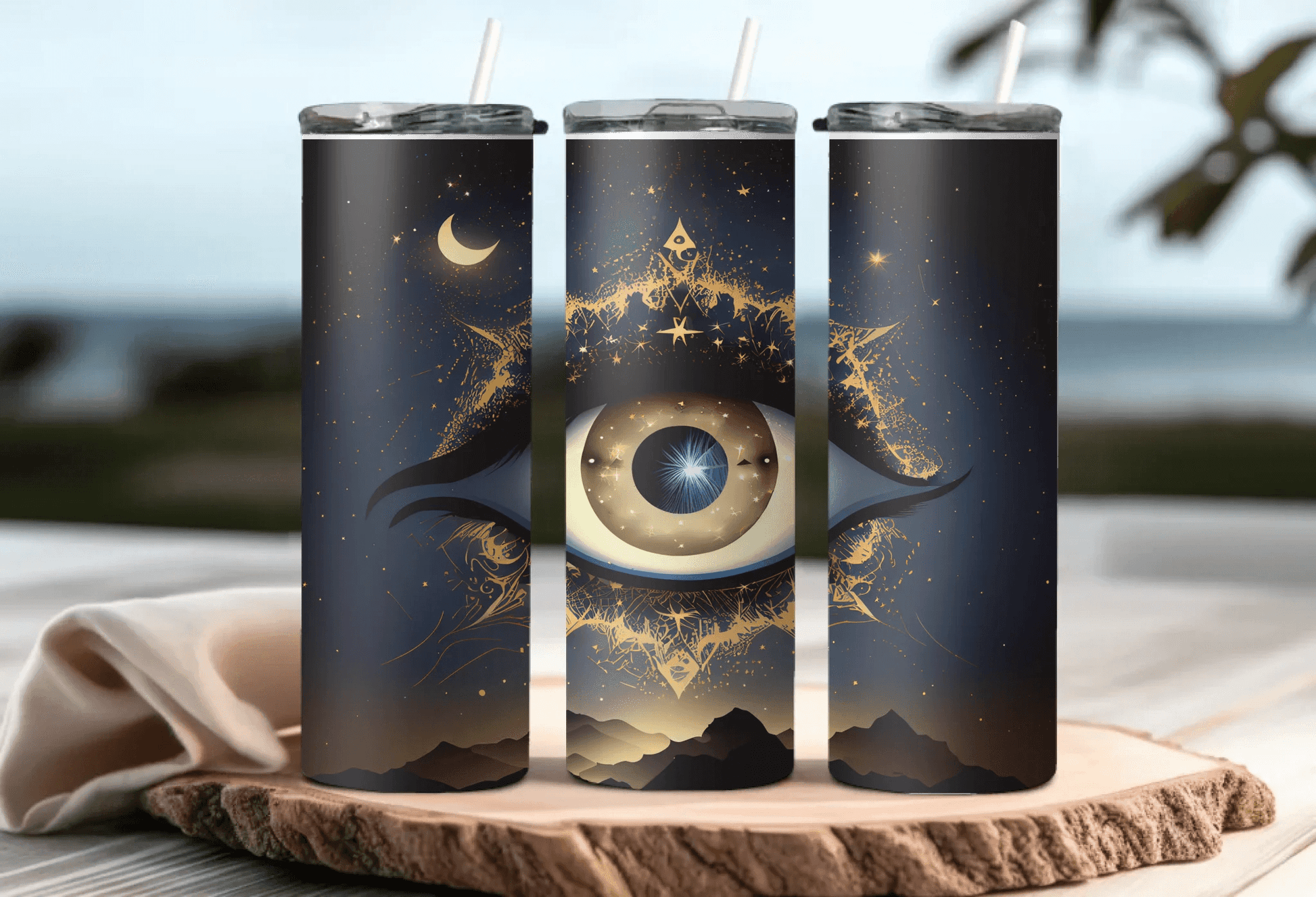Cosmic Heavenly Eye Tumbler - 20oz Dark Artistic Drinkware with Celestial Sky Design, Perfect Gift for Art Lovers, Stylish Drinkware, Gift for Her, Gift for Mom - Eshaarya