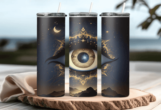 Cosmic Heavenly Eye Tumbler - 20oz Dark Artistic Drinkware with Celestial Sky Design, Perfect Gift for Art Lovers, Stylish Drinkware, Gift for Her, Gift for Mom - Eshaarya