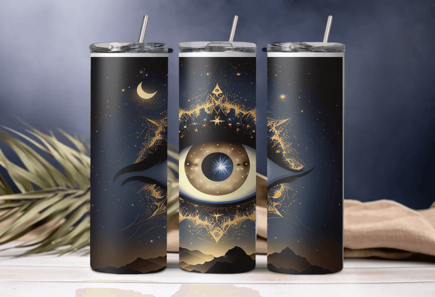 Cosmic Heavenly Eye Tumbler - 20oz Dark Artistic Drinkware with Celestial Sky Design, Perfect Gift for Art Lovers, Stylish Drinkware, Gift for Her, Gift for Mom - Eshaarya