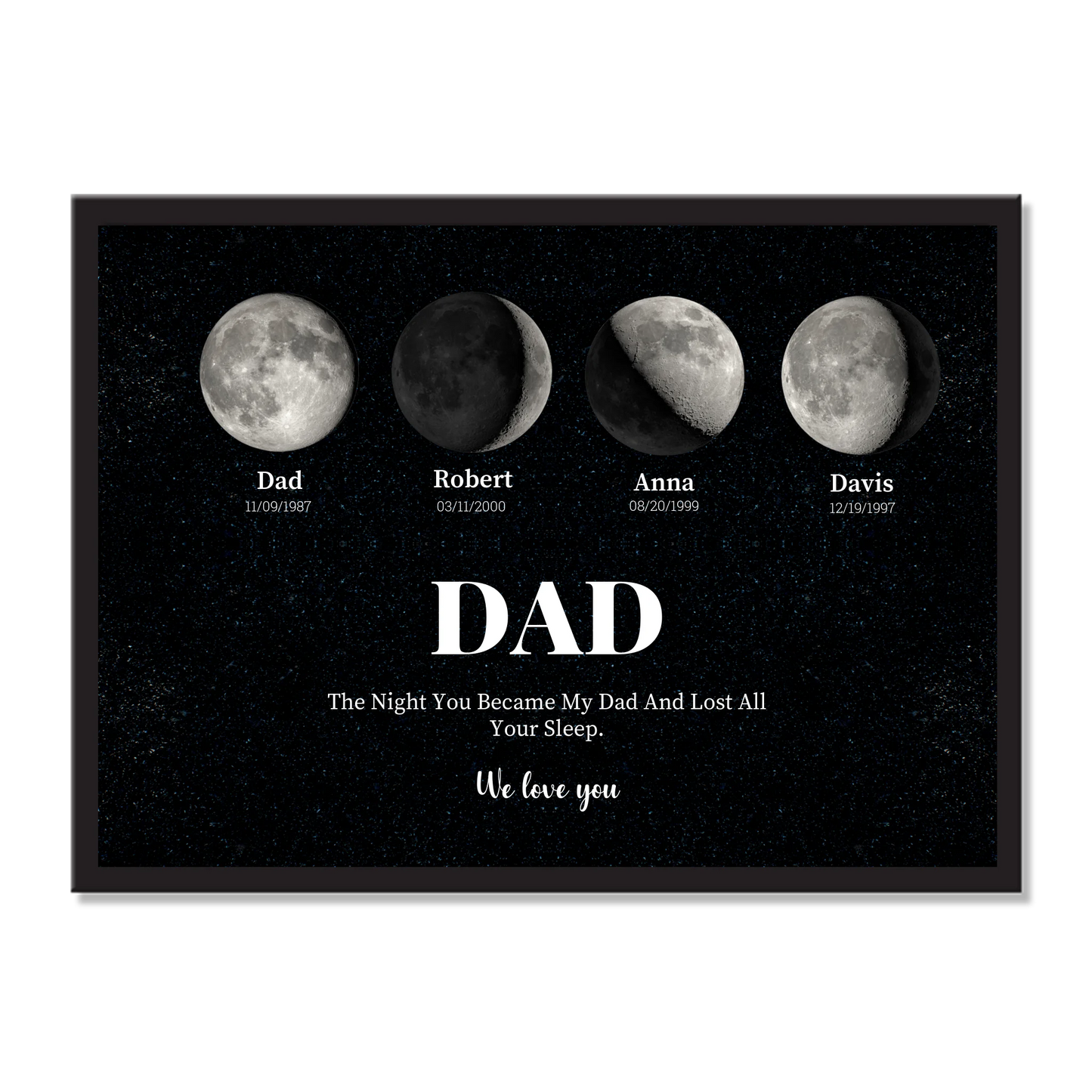 Personalized Moon Phase Dad Frame | Birthday Gift For Dad| Funny & Heartfelt Gift for Dad | Christmas Gift