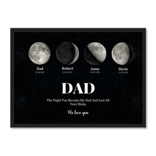 Personalized Moon Phase Dad Frame | Birthday Gift For Dad| Funny & Heartfelt Gift for Dad | Christmas Gift