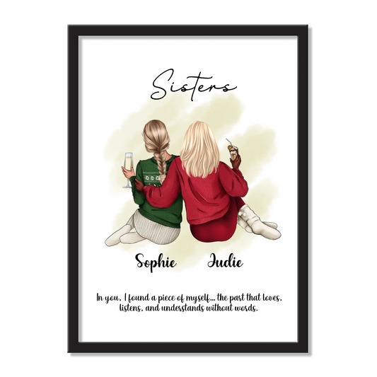 Personalized Sisters Wall Frame – ‘In You, I Found a Piece of Myself’ Quote