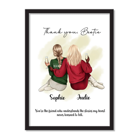 Bestie Wall Art – Personalized Friendship Frame | ‘Thank You Bestie’ Quote