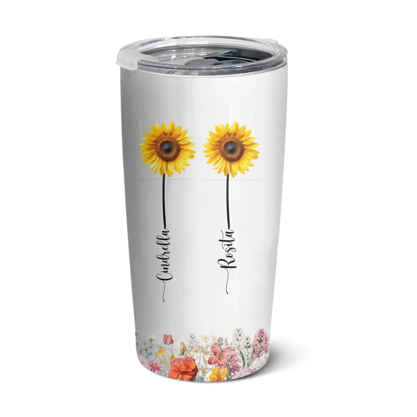 Forever Backed by Sisters – Custom Floral 20oz Stainless Steel Tumbler