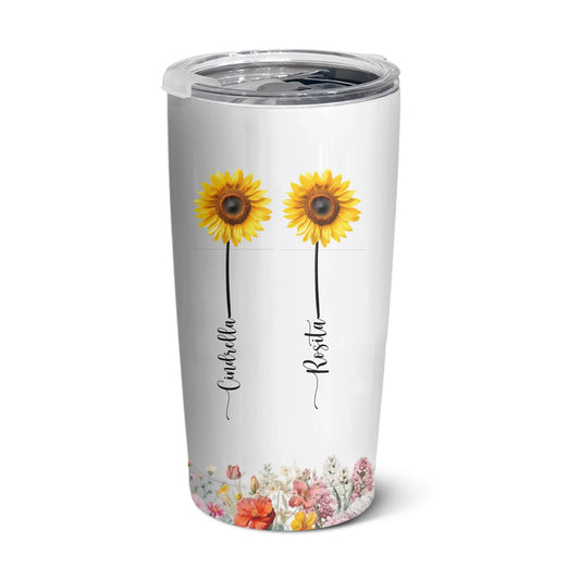 Forever Backed by Sisters – Custom Floral 20oz Stainless Steel Tumbler