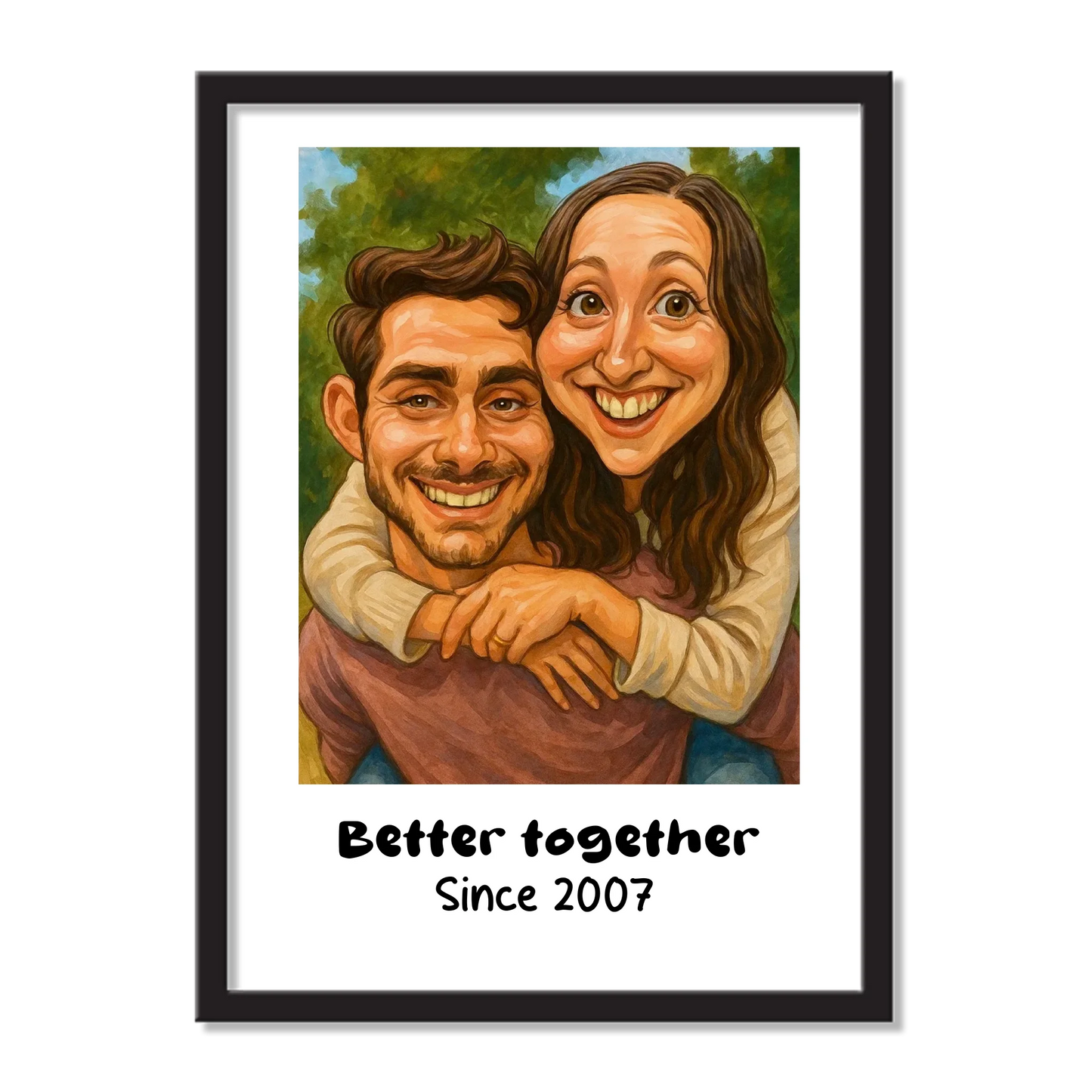 Photo Frame - Fun Couple Caricature | Unique gift for couples | Home Decor Ideas | Valentine's Day Gift