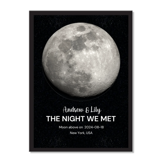 Personalized Moon Phase Scandinavian Frame – The Night We Met | Valentine’s Day Gift for Couples | Wall Decor