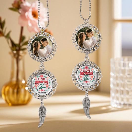 I Love Growing With You – Custom Photo Pendant Charm | Romantic Gift for Couples