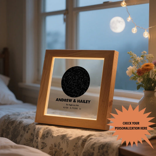 Personalised Star Map LED Light Frame – Custom Night Sky Constellation Gift | Anniversary Nightlight