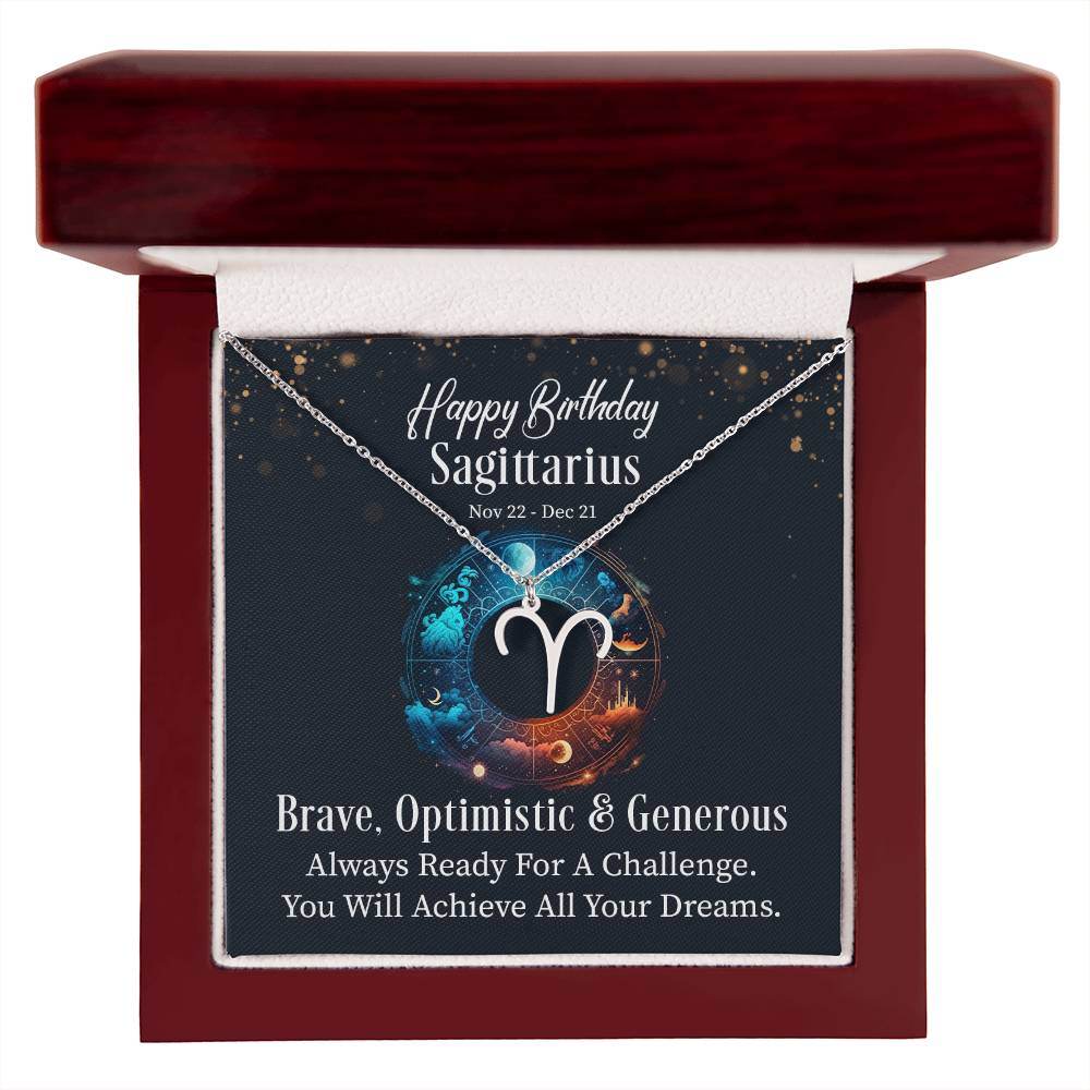 Horoscope Zodiac Sign Gold Plated or Stainless Steel Finish Pendant Necklace Jewelry for Women Gifts with Personalized Happy Birthday Card - Eshaarya