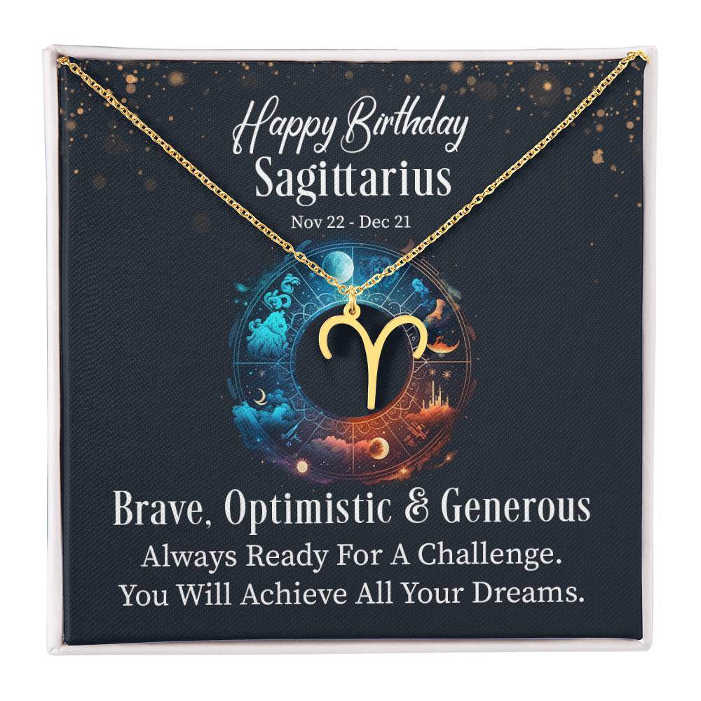 Horoscope Zodiac Sign Gold Plated or Stainless Steel Finish Pendant Necklace Jewelry for Women Gifts with Personalized Happy Birthday Card - Eshaarya