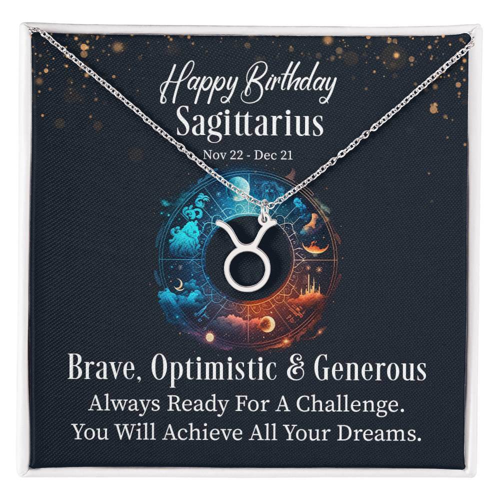 Horoscope Zodiac Sign Gold Plated or Stainless Steel Finish Pendant Necklace Jewelry for Women Gifts with Personalized Happy Birthday Card - Eshaarya