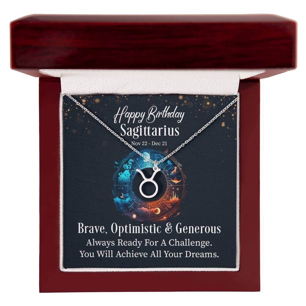 Horoscope Zodiac Sign Gold Plated or Stainless Steel Finish Pendant Necklace Jewelry for Women Gifts with Personalized Happy Birthday Card - Eshaarya