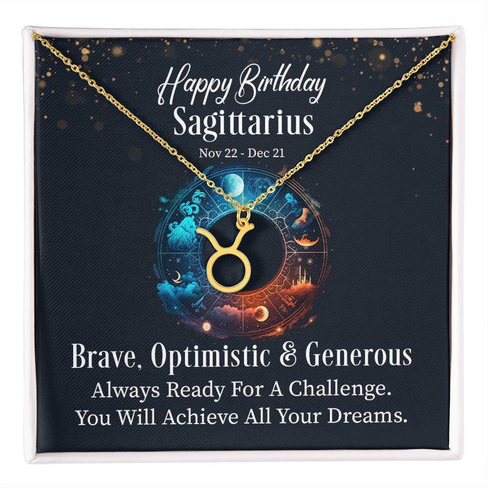 Horoscope Zodiac Sign Gold Plated or Stainless Steel Finish Pendant Necklace Jewelry for Women Gifts with Personalized Happy Birthday Card - Eshaarya
