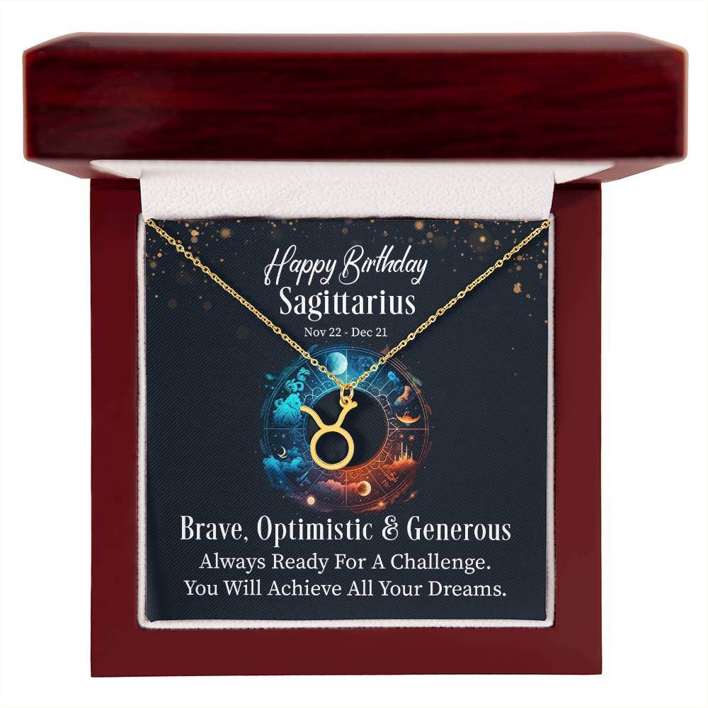 Horoscope Zodiac Sign Gold Plated or Stainless Steel Finish Pendant Necklace Jewelry for Women Gifts with Personalized Happy Birthday Card - Eshaarya