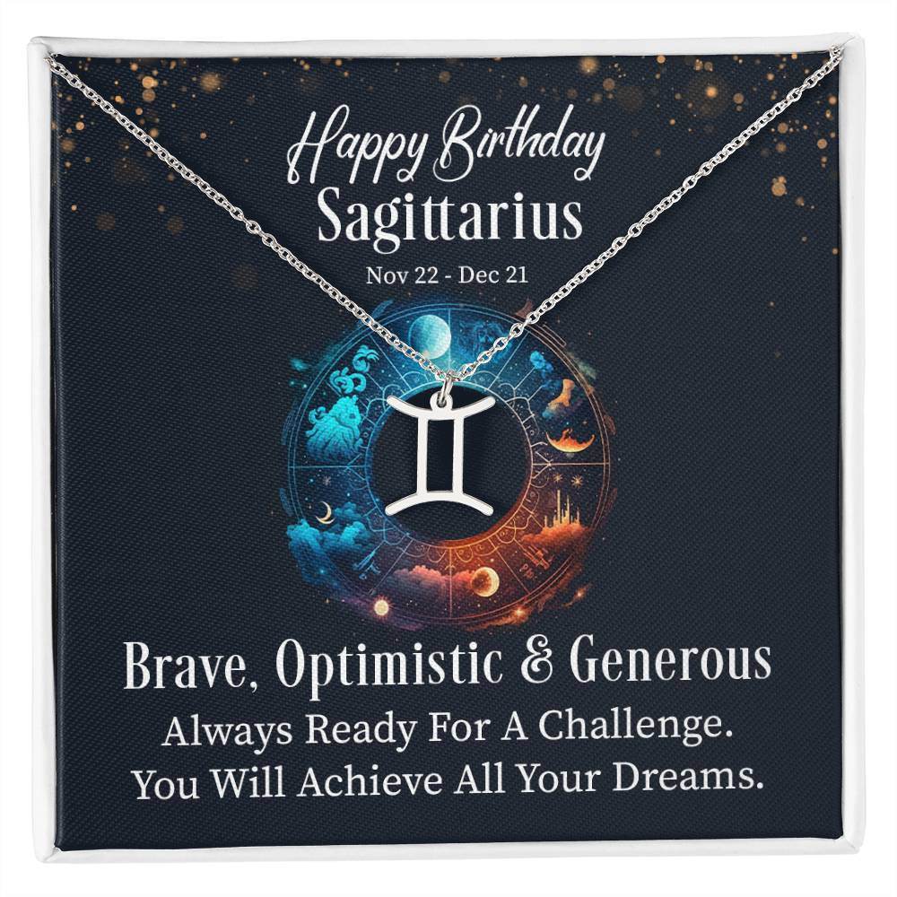 Horoscope Zodiac Sign Gold Plated or Stainless Steel Finish Pendant Necklace Jewelry for Women Gifts with Personalized Happy Birthday Card - Eshaarya
