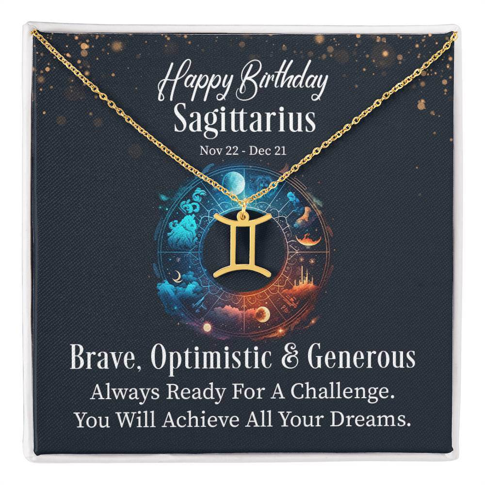 Horoscope Zodiac Sign Gold Plated or Stainless Steel Finish Pendant Necklace Jewelry for Women Gifts with Personalized Happy Birthday Card - Eshaarya