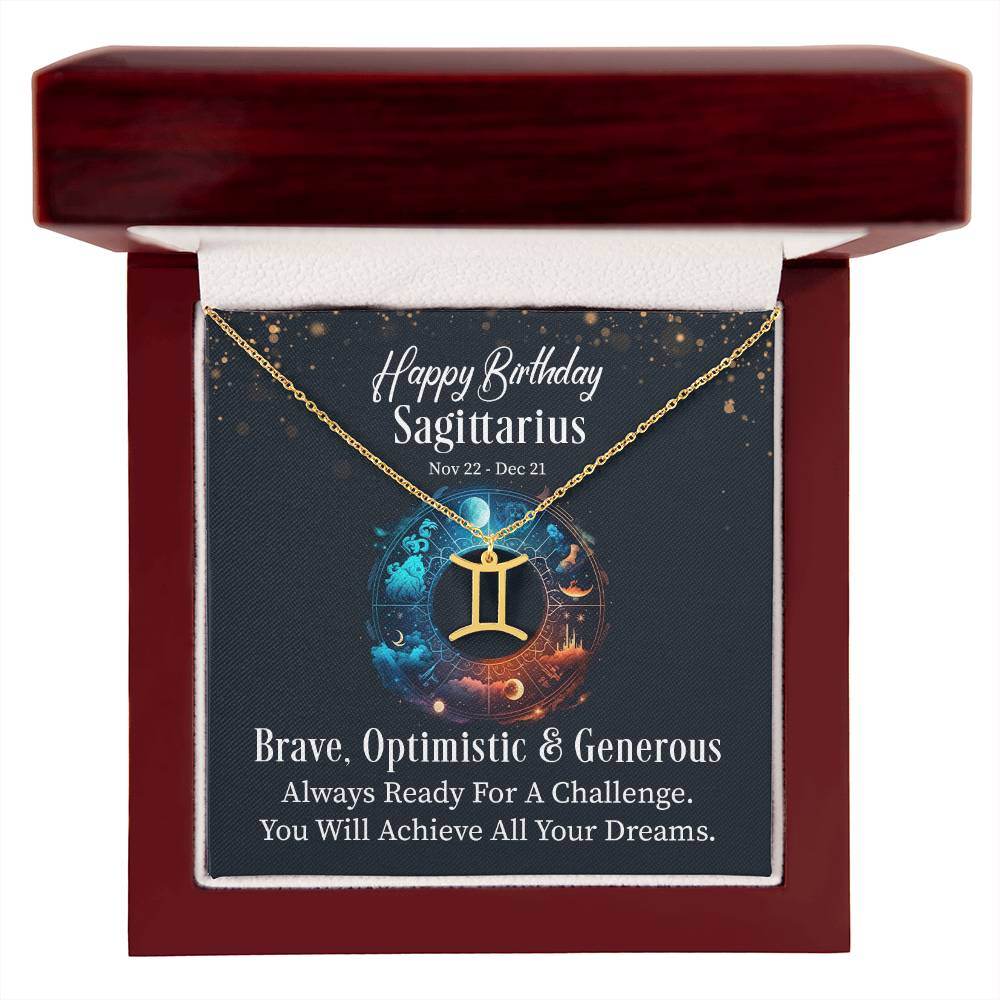 Horoscope Zodiac Sign Gold Plated or Stainless Steel Finish Pendant Necklace Jewelry for Women Gifts with Personalized Happy Birthday Card - Eshaarya