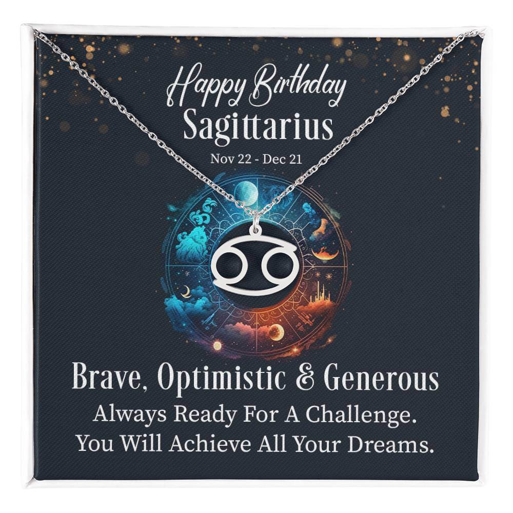 Horoscope Zodiac Sign Gold Plated or Stainless Steel Finish Pendant Necklace Jewelry for Women Gifts with Personalized Happy Birthday Card - Eshaarya