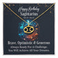 Horoscope Zodiac Sign Gold Plated or Stainless Steel Finish Pendant Necklace Jewelry for Women Gifts with Personalized Happy Birthday Card - Eshaarya